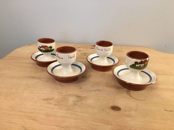 Cottage Ware Set Of Four Hand Made Dartmouth Pottery Cottage Etsy