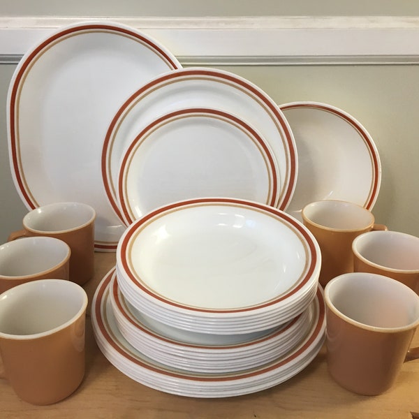 Corelle Chestnut 26 Piece Dinnerware Set for 6  Dinner Plates, Lunch Plates, Bowls, Cups, and Large Serving Platter & Large Serving Bowl