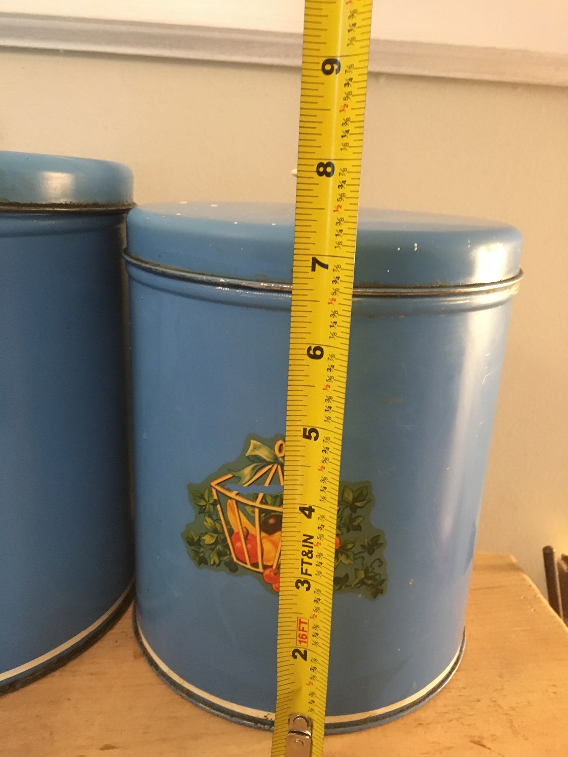 Vintage Metal Blue Canisters with Lids Set of Four 4 from Etsy