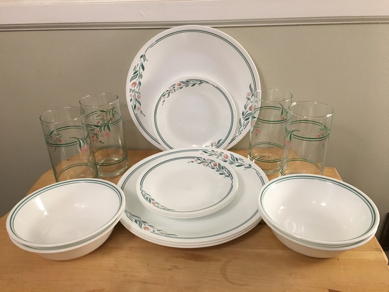 Set Of 16 Corelle Rosemarie Dinnerware Pieces By Image 0