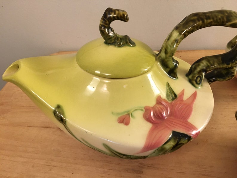 Hull Art Pottery Woodland Tea Set Teapot Cream and Sugar Etsy