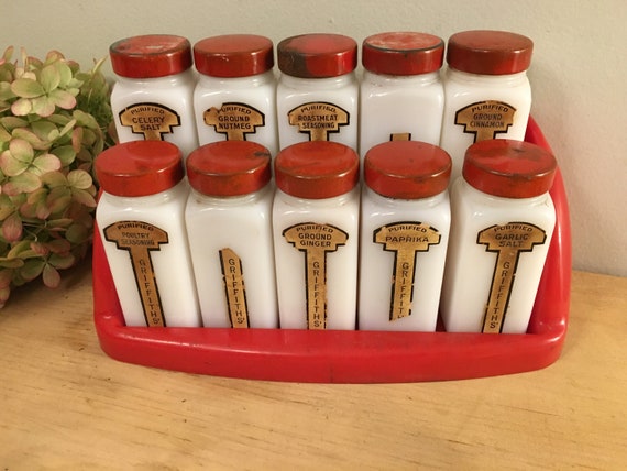 white milk glass spice jars