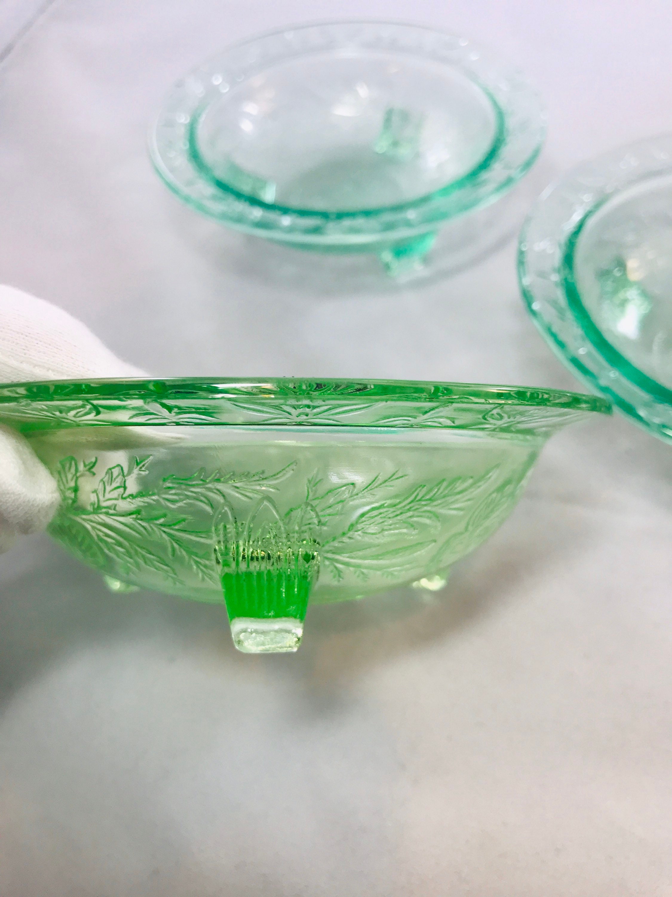 4 Uranium EAPG Rose and Thorn Fruit or Dessert Bowls by US Etsy