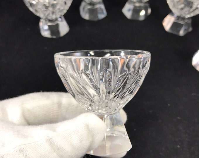 6 Nachtmann Bleikristall Cut Lead Crystal Hexagon Footed Shot Glasses