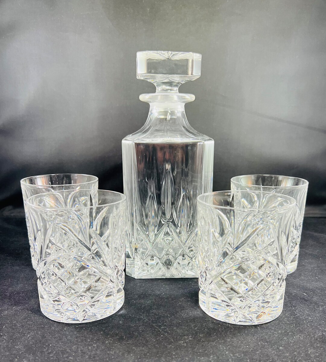 Lead Crystal Decanter and Glasses Set Etsy