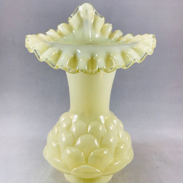 Fenton Jacqueline Yellow Opaline 9152 Uranium Glass Vase