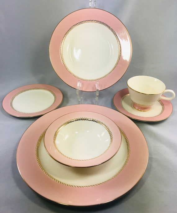 6 Full 6 Piece Homer Laughlin Pink Laurel Place Settings With - Etsy