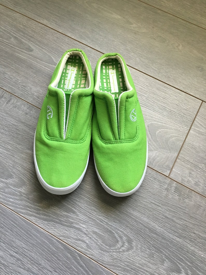 Womens Vintage Champion slipon shoes lime green and white Etsy