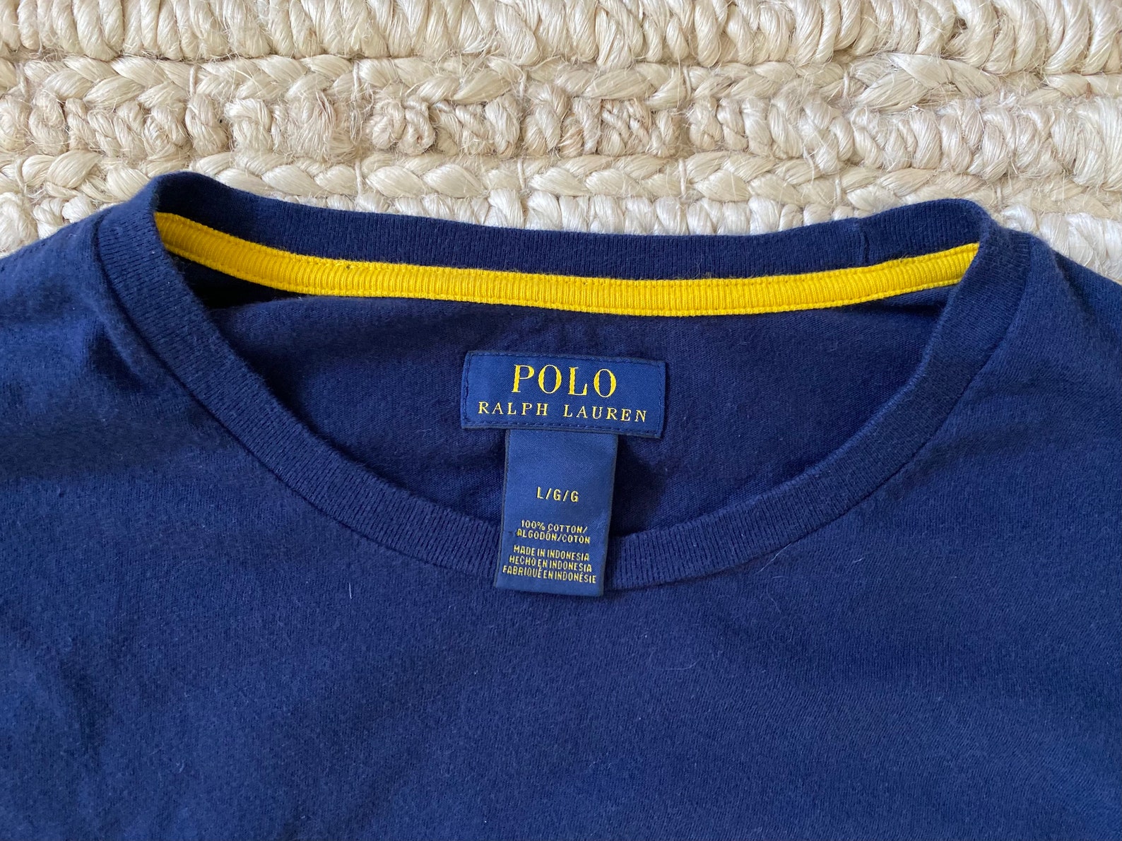 Polo long sleeve large mens L blue yellow dark blue polo | Etsy