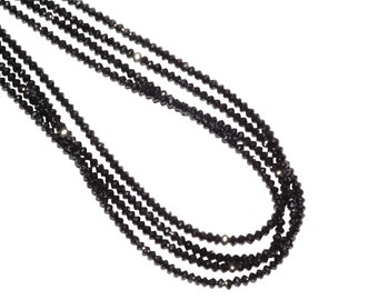 600 Antique Jet Black Rough English Cut Czech Glass 3mm Faceted Beads RARE Hank