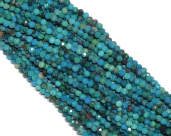 15 Strand Crysocolla Faceted Round Beads 2mm.