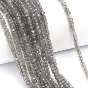 Blue Labradorite 3mm Faceted Rondelles 13" Bead Strand