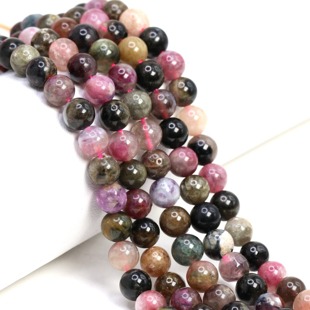 Beautiful 6mm Multi-Color Watermelon Tourmaline Round Beads - 15 Inch Strand, Faceted & Nickel-Free