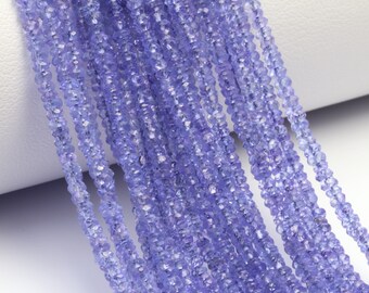 Blue Tanzanite 2.5mm Hand Faceted Rondelles 13" Bead Strand