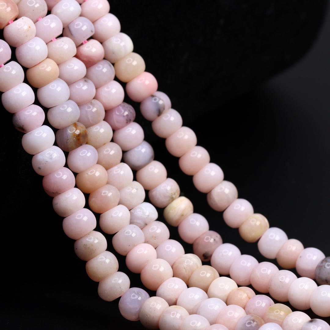 Natural Chinese Pink Opal Rondelle Beads Strand – 2x4mm, 4x6mm, 5x8mm Sizes – 15.5 Inch
