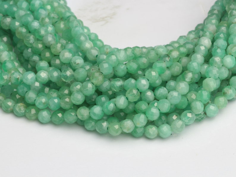 Light Green Emerald 2.5mm Faceted Rounds 13 Bead Strand Etsy