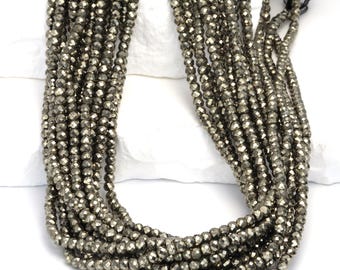 Natural Pyrite 3mm Faceted Rondelles Bead Strand