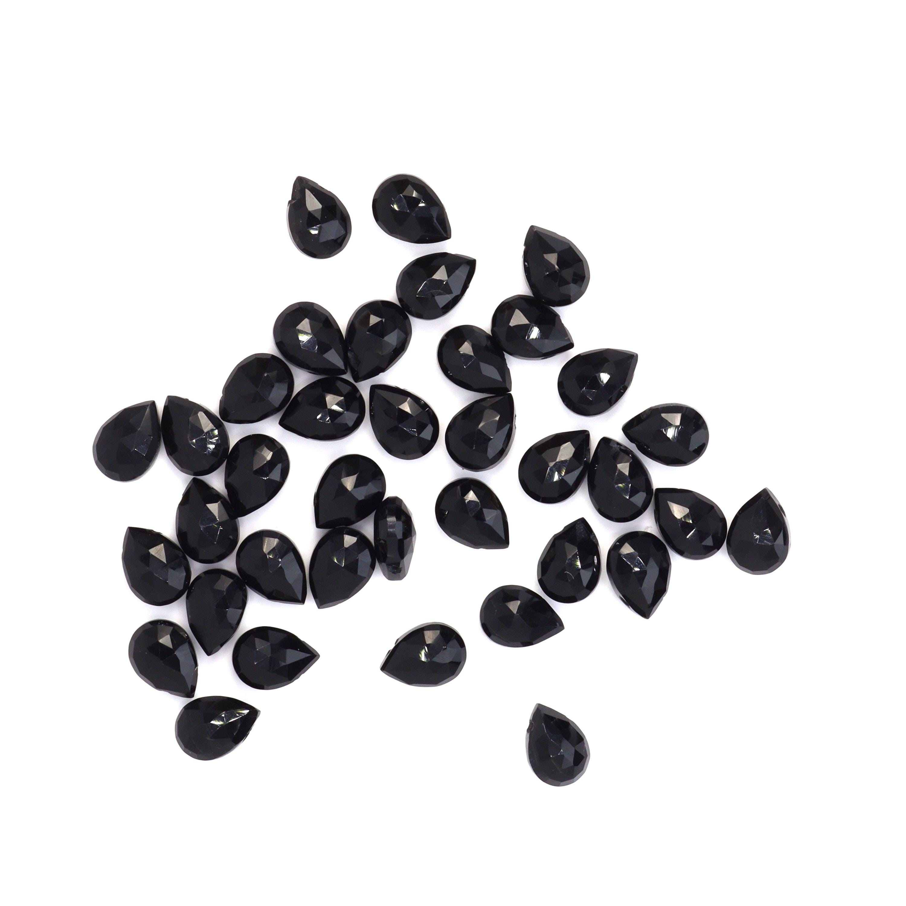 Black Onyx 7x5mm Hand Faceted Pear Briolette Beads Natural Semi Precious Gemstone Beads  Pieces