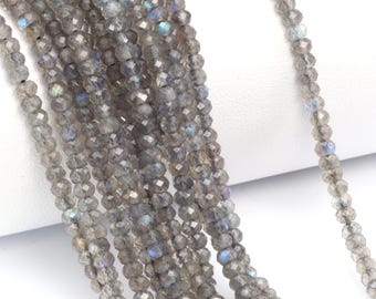 Blue Labradorite 3mm Faceted Rondelles Bead Strand