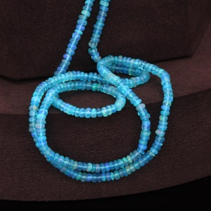 Teal Ethiopian Opal 3mm Smooth Rondelles 16 Bead Strand image 5