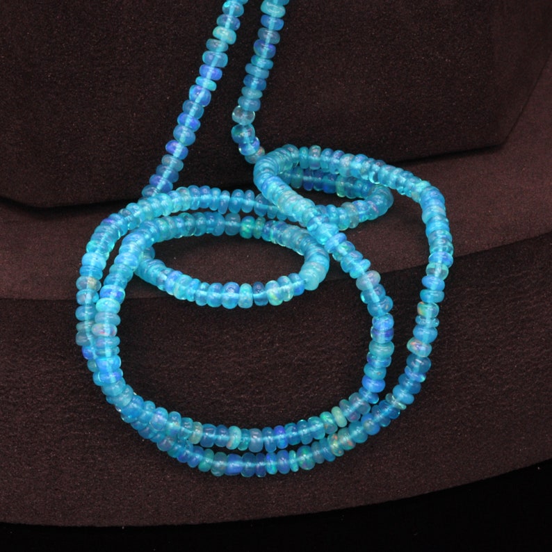 Teal Ethiopian Opal 3mm Smooth Rondelles 16 Bead Strand image 5
