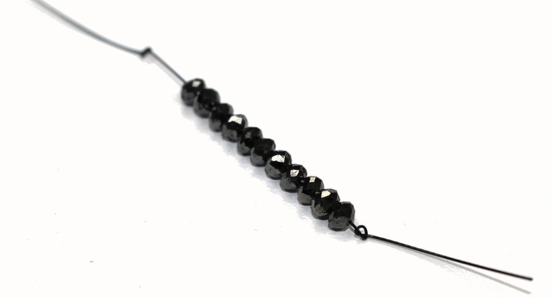 Black Diamond 3mm Faceted Rondelles Beads Natural Precious Diamond Beads 1 Strand