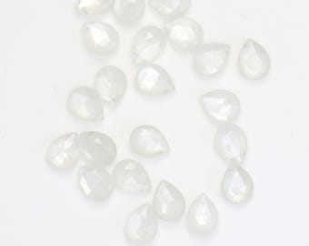 White Moonstone 9x7mm Hand Faceted Pear Briolette Beads Natural Semi Precious Gemstone Beads  Pieces