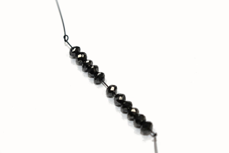 Black Diamond 3mm Faceted Rondelles Beads Natural Precious Diamond Beads 1 Strand
