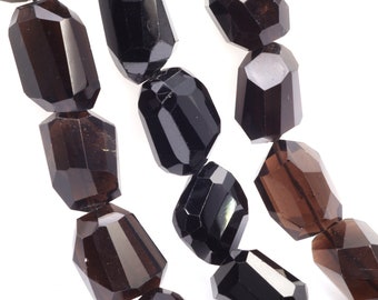 Brown Smoky Quartz 14x10mm Faceted Nuggets 13" Bead Strand