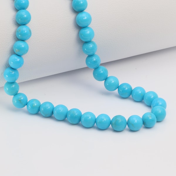 Collier De Perles Rondes Turquoise 100% Naturelles Sleeping Beauty - 4,5 à 5,5 Mm