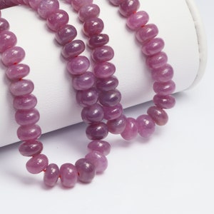 Ruby 7mm Smooth Rondelles 16" Bead Strand NO HEAT