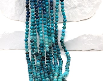 Ombre Chrysocolla 3mm Faceted Rounds Bead Strand