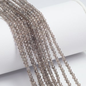 Gray Moonstone 2.5mm Faceted Rounds 13" Bead Strand