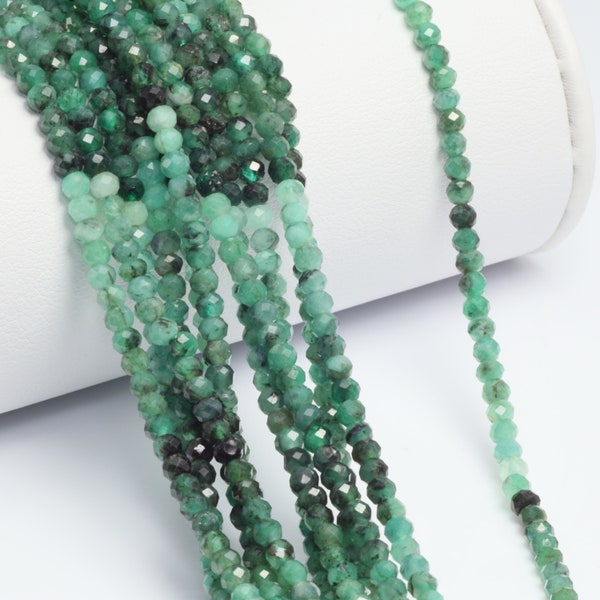 Ombre Sakoda Emerald 3mm Faceted Rondelles 13" Bead Strand