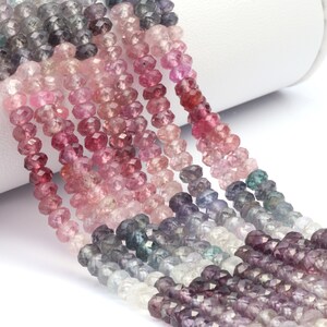 Multi Spinel 4mm Faceted Rondelles 13" Bead Strand