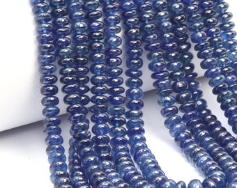 Royal Blue Sapphire 3mm - 6mm Smooth Rondelles 6 Strand Bead Necklace