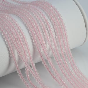 Pink Rose Quartz 3mm Faceted Rondelles Bead Strand
