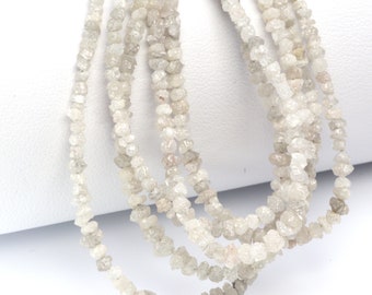 White Diamond 2.5mm - 3.5mm Hand Faceted Chips 16" Bead Strand