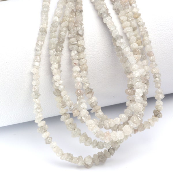 White Diamond 2.5mm - 3.5mm Hand Faceted Chips 16" Bead Strand