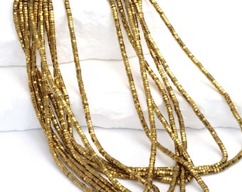 Golden Hematite 2mm Hexagons Bead Strand