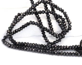 Black Spinel 4mm Faceted Rondelles Bead Strand