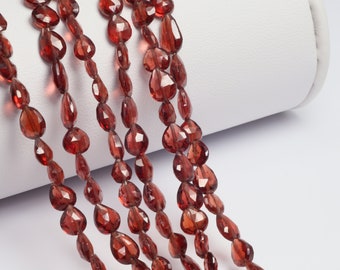 Red Garnet 4x6mm Center Drilled Pears 15" Bead Strand