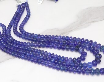 AAA Tanzanite 8mm - 14mm Smooth Rondelles Strand Bead Necklace