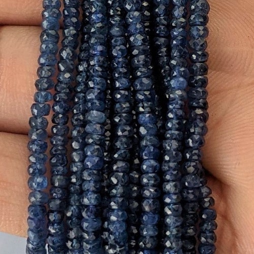 Cornflower Blue Sapphire 3mm Hand Faceted Rondelles 16