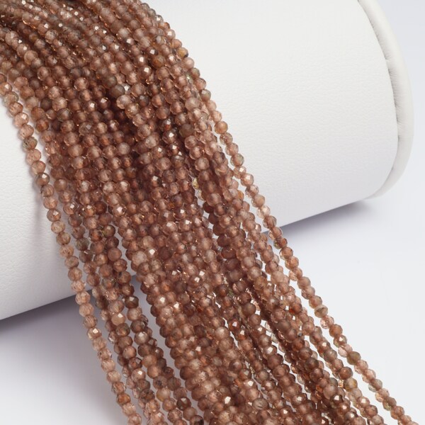 Andalusite 2mm Faceted Rounds 13" Bead Strand