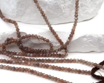 Chocolate Moonstone 3mm Faceted Rondelles Bead Strand