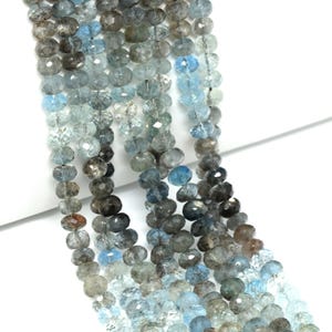 Blue Moss Aquamarine 6mm Faceted Rondelles Bead Strand