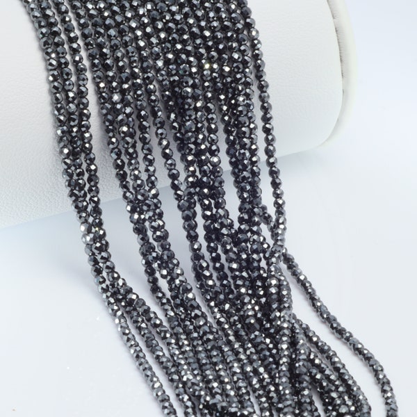 Hematite 2mm Faceted Rounds 13" Bead Strand