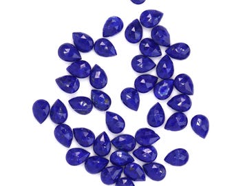 Royal Blue Lapis Lazuli 7x5mm Hand Faceted Pear Briolette Beads Natural Semi Precious Gemstone Beads  Pieces
