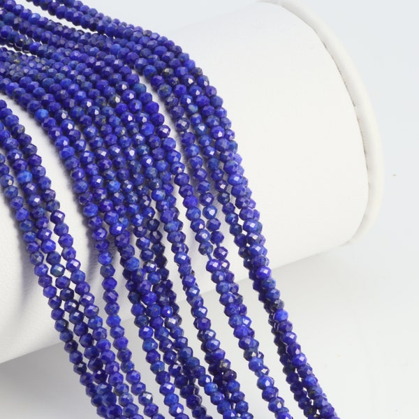 Royal Blue Lapis Lazuli 2mm Faceted Rondelles 13" Bead Strand